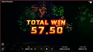 Tampilan visual slot Liberty Fireworks 3 Pots dengan tema patriotik dan kembang api